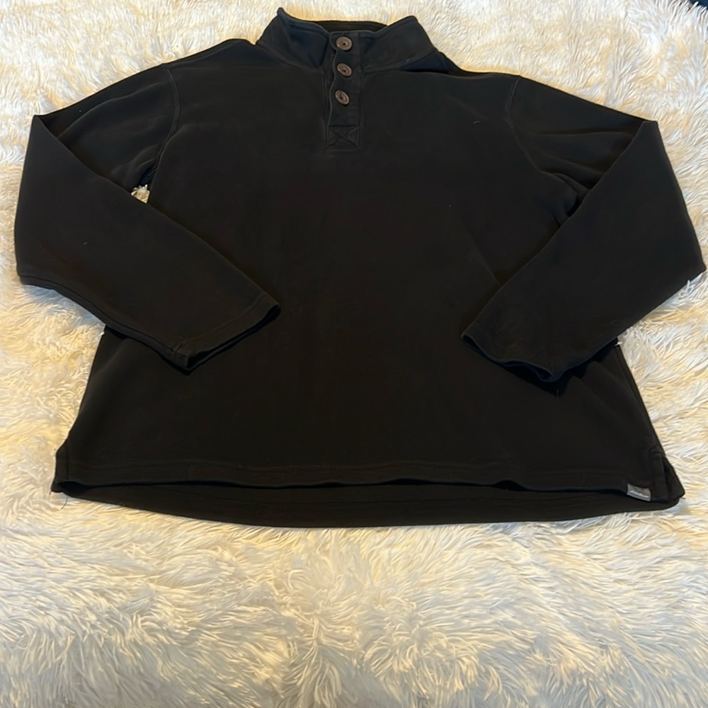 Eddie Bauer black long sleeve three button sweater fleece  size large